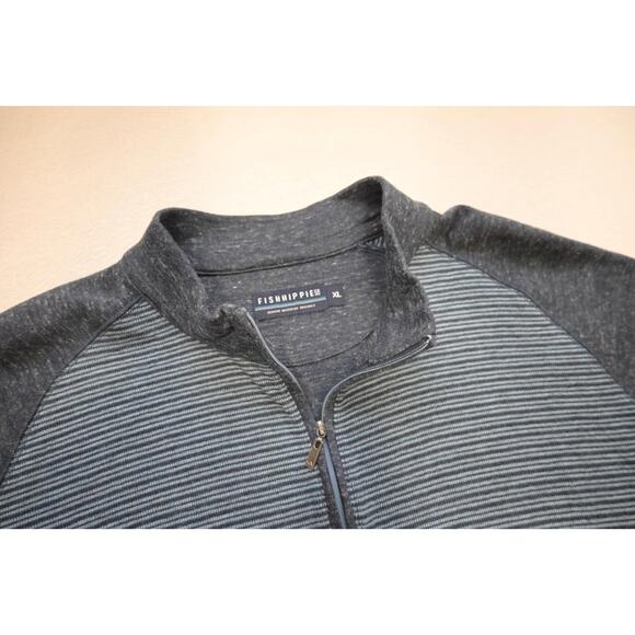 Fish Hippie 1/4 Zip Sweater Casual Blue Striped Pullover Mens Sz XL - Picture 6 of 9